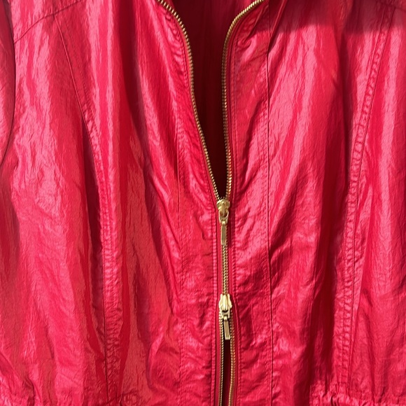 Chico's Zenergy red nylon cinch waist Anorak jacket in EUC size 1. DBL zipper - Picture 4 of 7